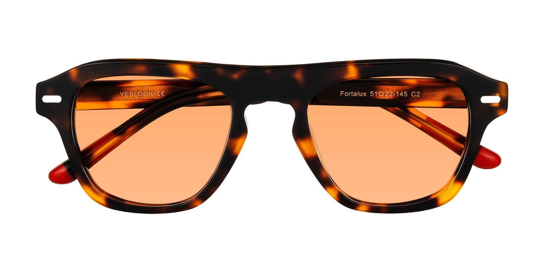 Folded Front of Fortalux in Tortoise with Medium Orange Tinted Lenses