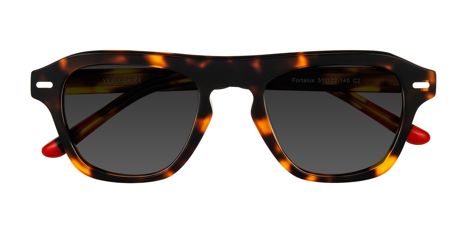 Folded Front of Fortalux in Tortoise with Gray Tinted Lenses