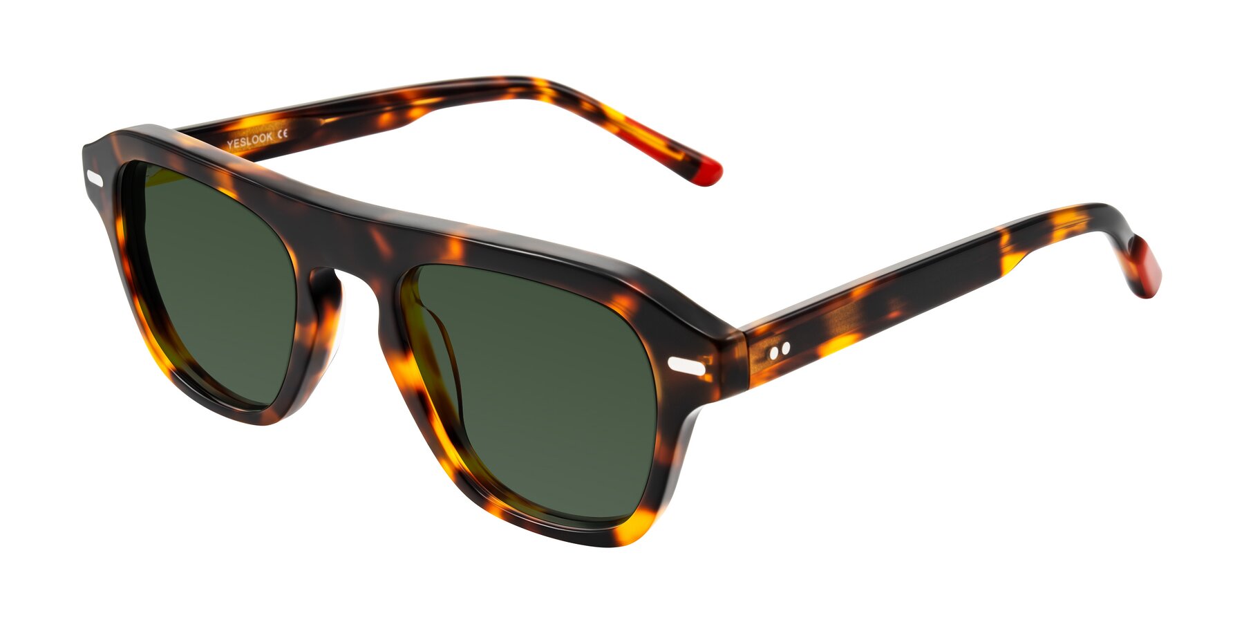 Angle of Fortalux in Tortoise with Green Tinted Lenses
