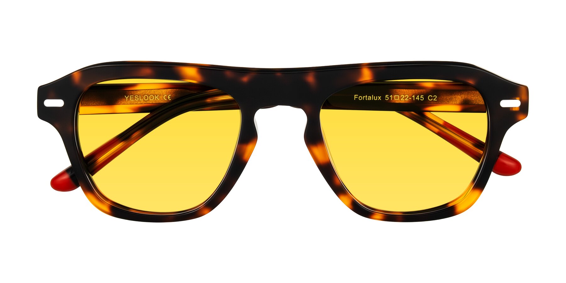 Folded Front of Fortalux in Tortoise with Yellow Tinted Lenses