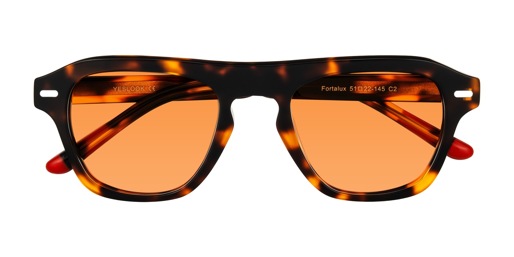 Folded Front of Fortalux in Tortoise with Orange Tinted Lenses