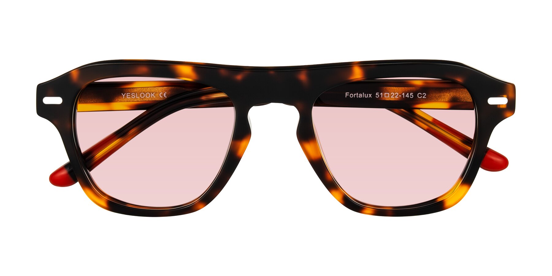 Folded Front of Fortalux in Tortoise with Light Garnet Tinted Lenses
