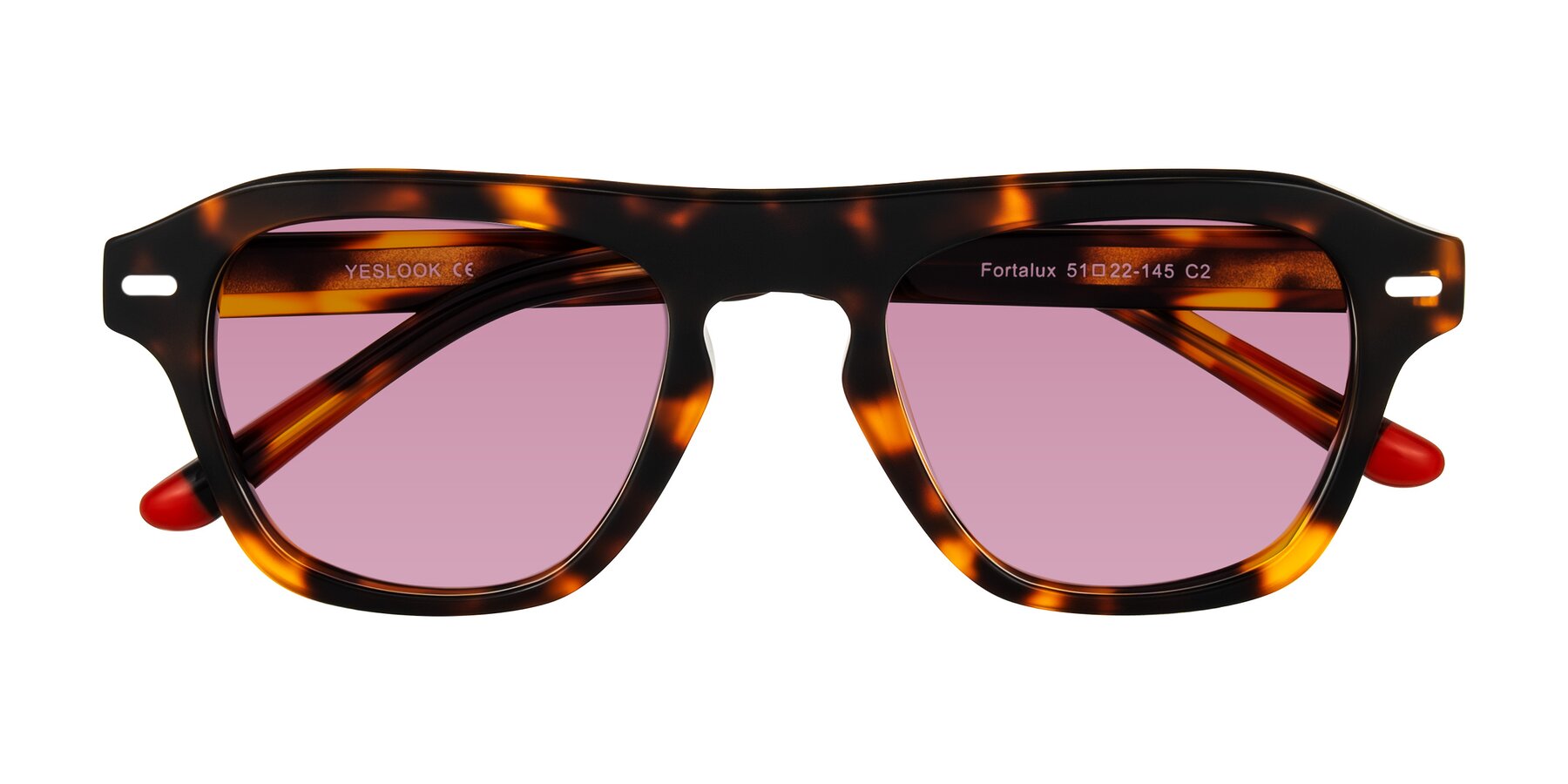 Folded Front of Fortalux in Tortoise with Medium Wine Tinted Lenses