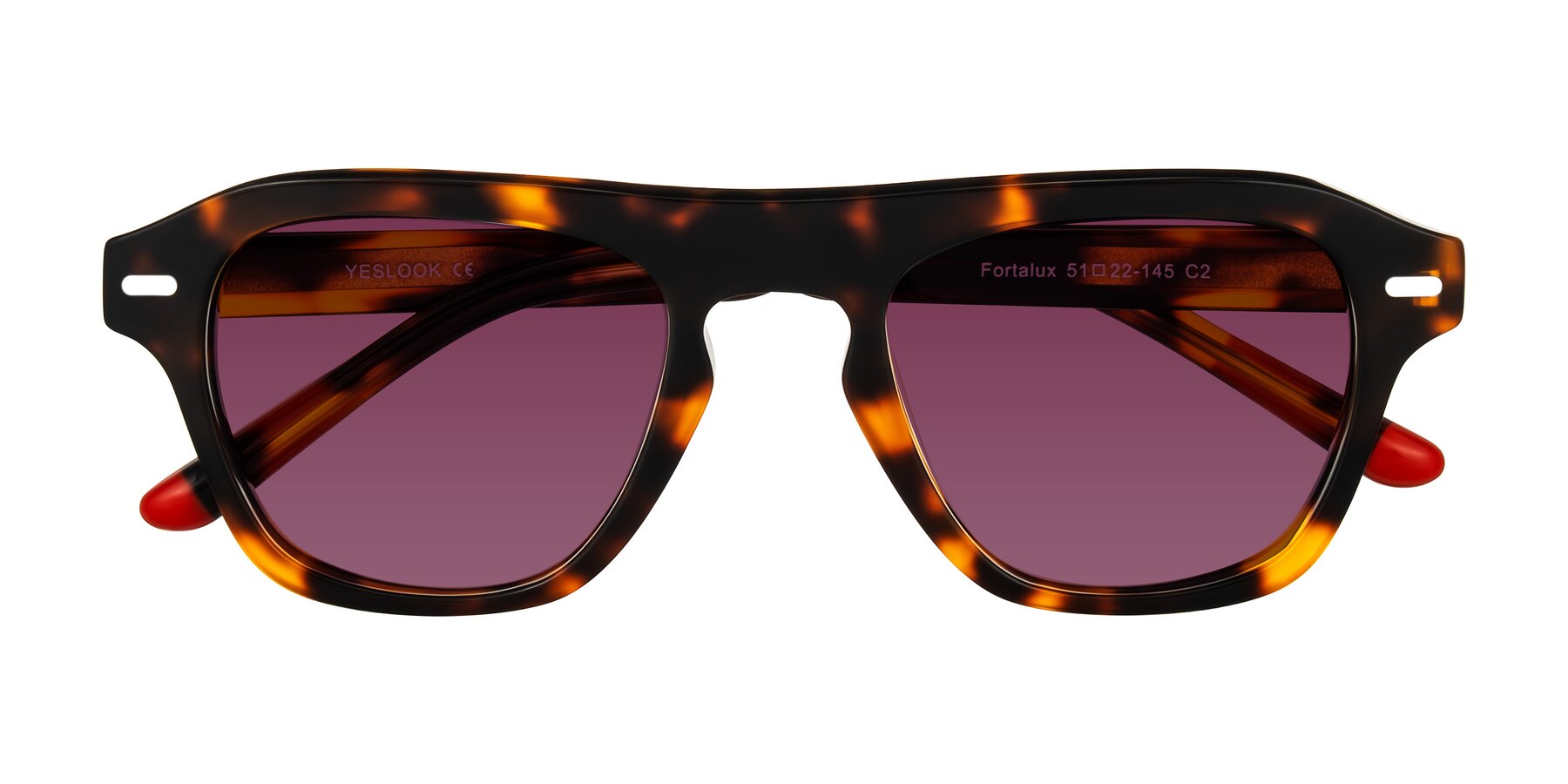 Folded Front of Fortalux in Tortoise with Wine Tinted Lenses