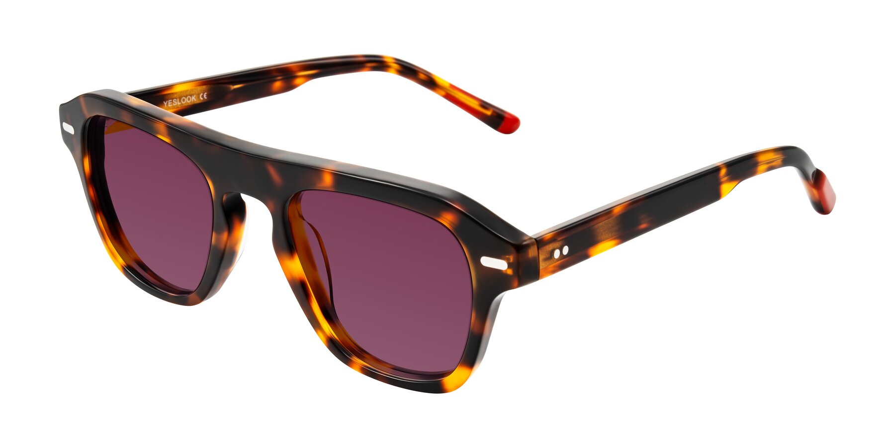 Angle of Fortalux in Tortoise with Wine Tinted Lenses