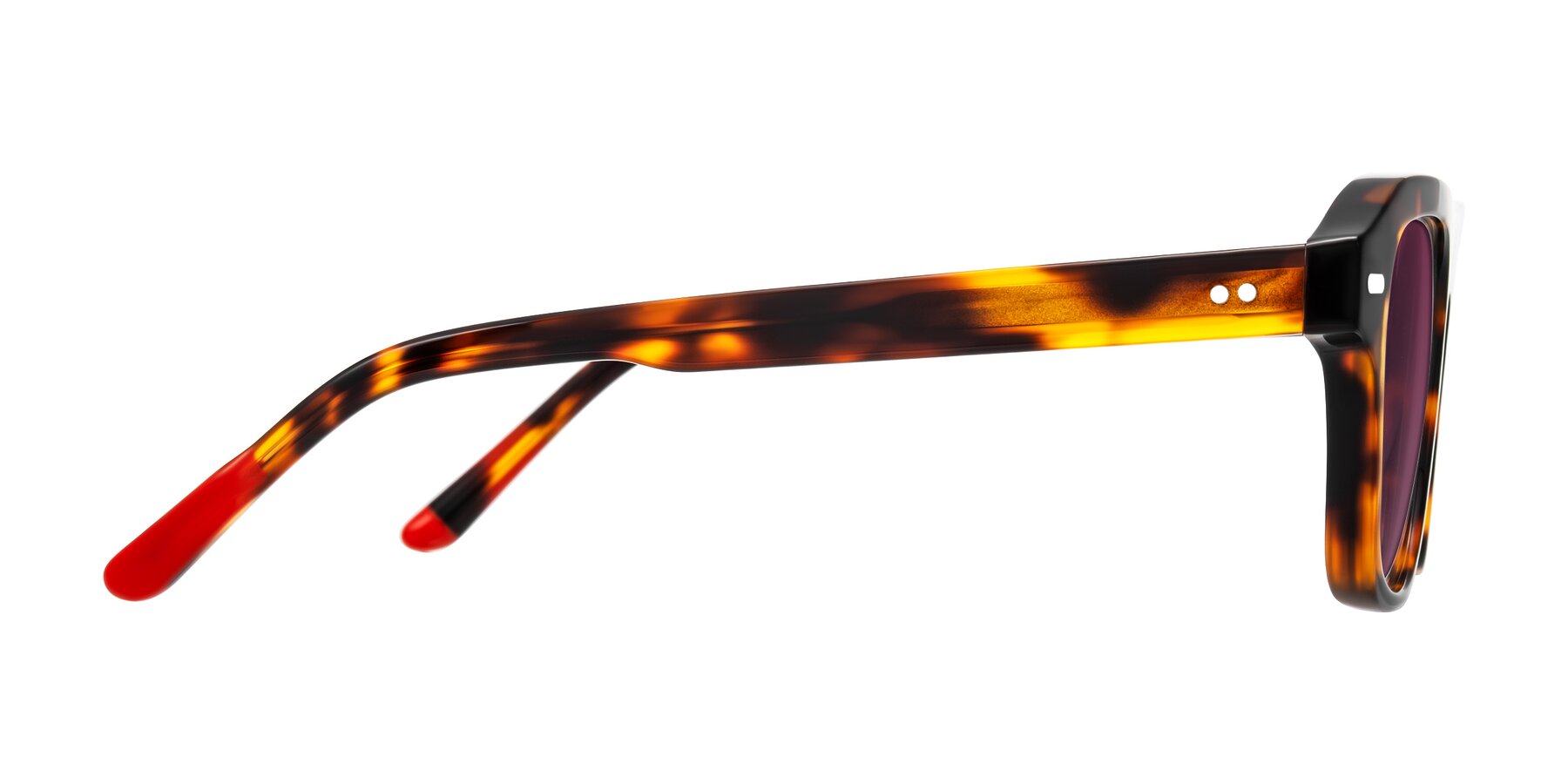 Side of Fortalux in Tortoise with Wine Tinted Lenses