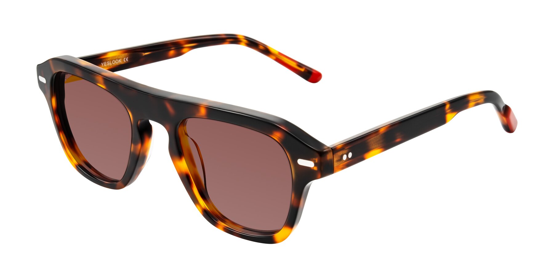 Angle of Fortalux in Tortoise with Garnet Tinted Lenses