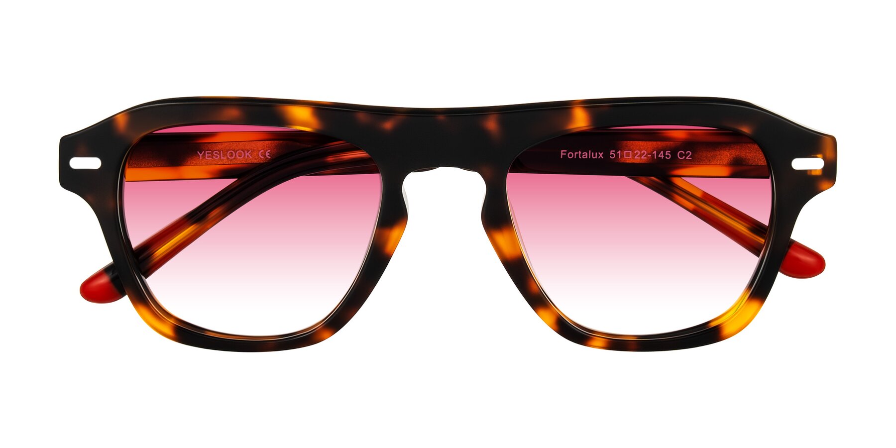 Folded Front of Fortalux in Tortoise with Pink Gradient Lenses