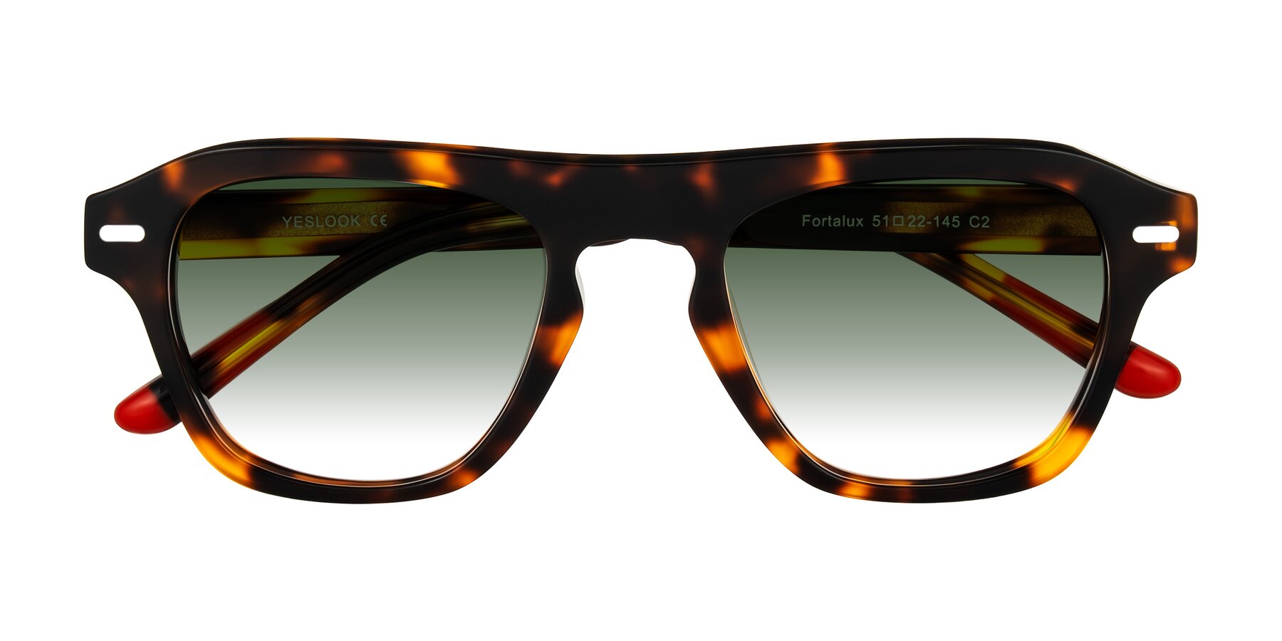 Folded Front of Fortalux in Tortoise with Green Gradient Lenses