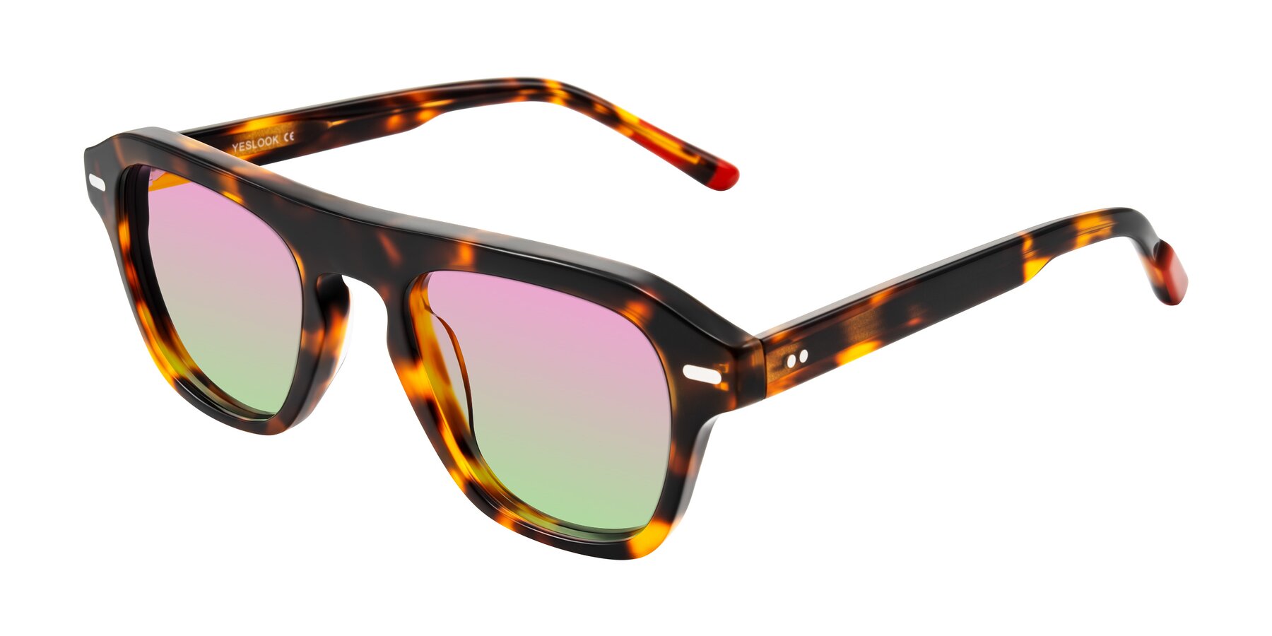 Angle of Fortalux in Tortoise with Pink / Green Gradient Lenses