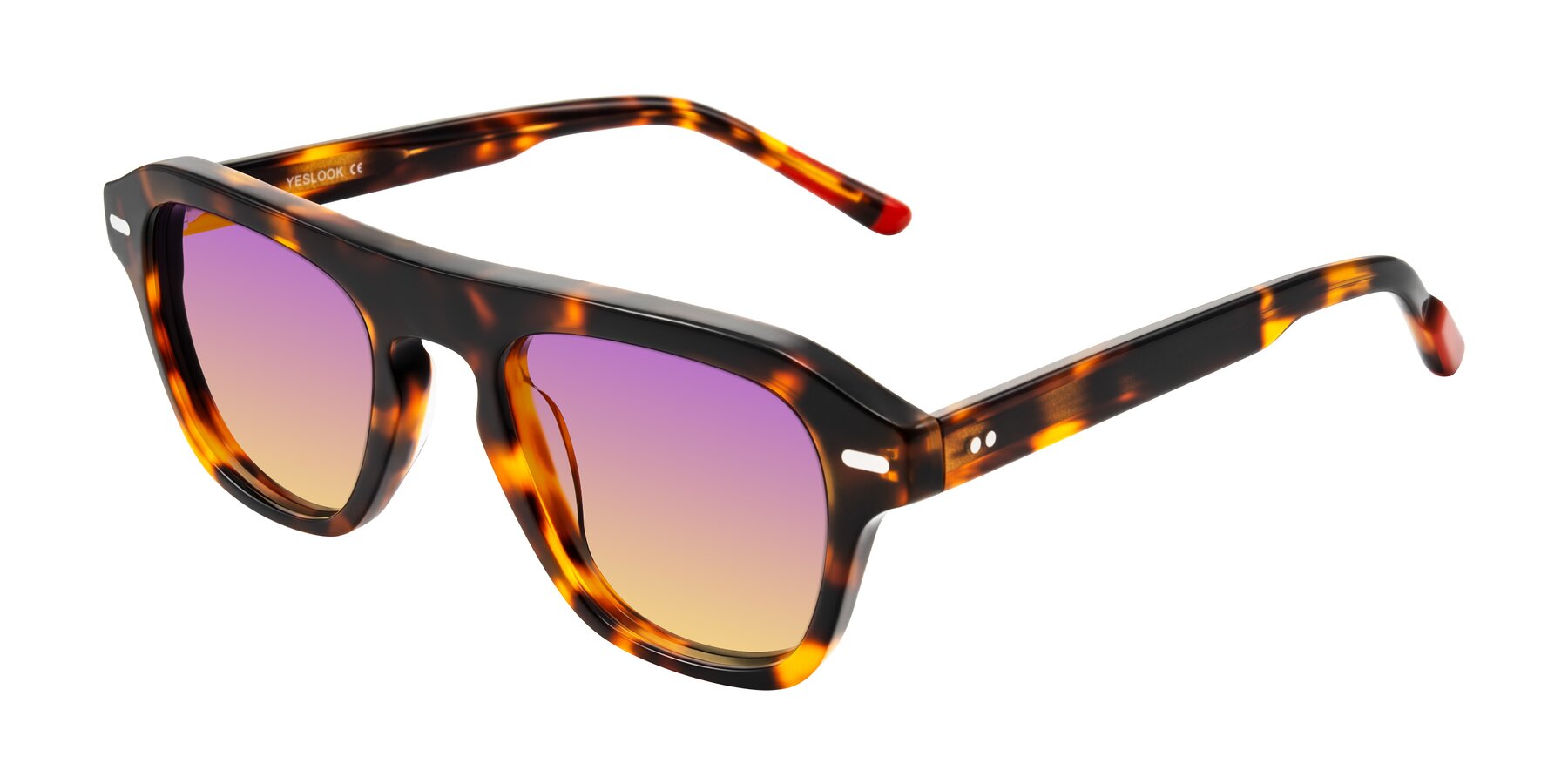 Angle of Fortalux in Tortoise with Purple / Yellow Gradient Lenses