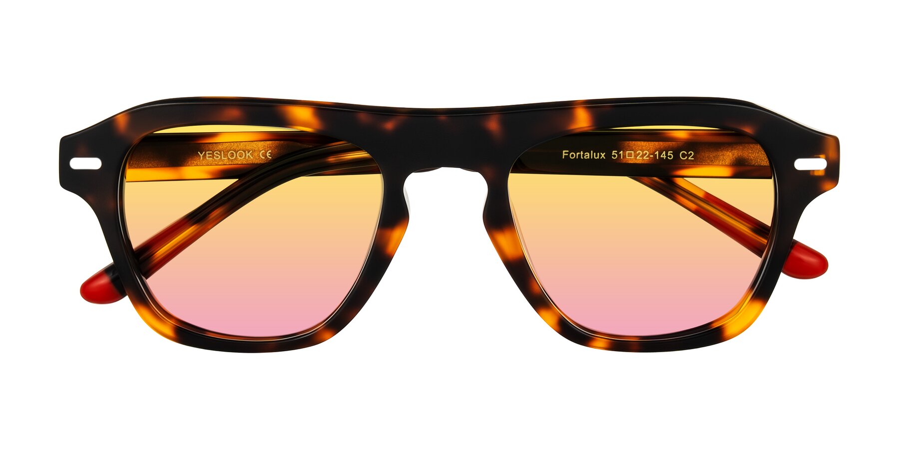 Folded Front of Fortalux in Tortoise with Yellow / Pink Gradient Lenses