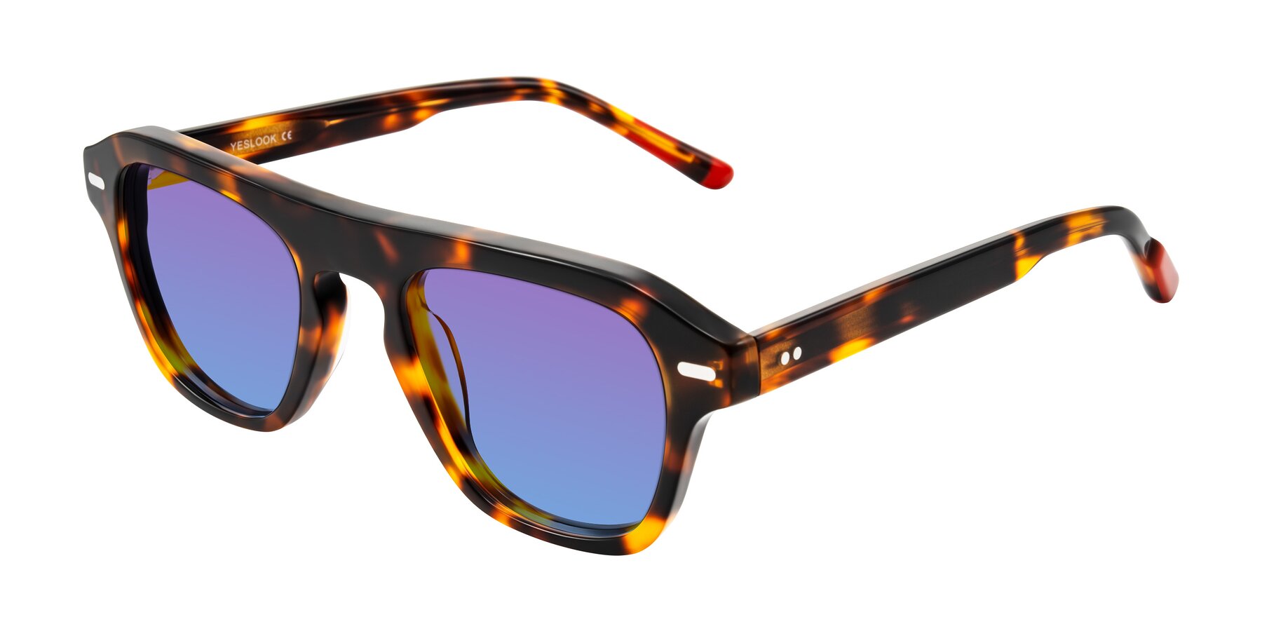 Angle of Fortalux in Tortoise with Purple / Blue Gradient Lenses