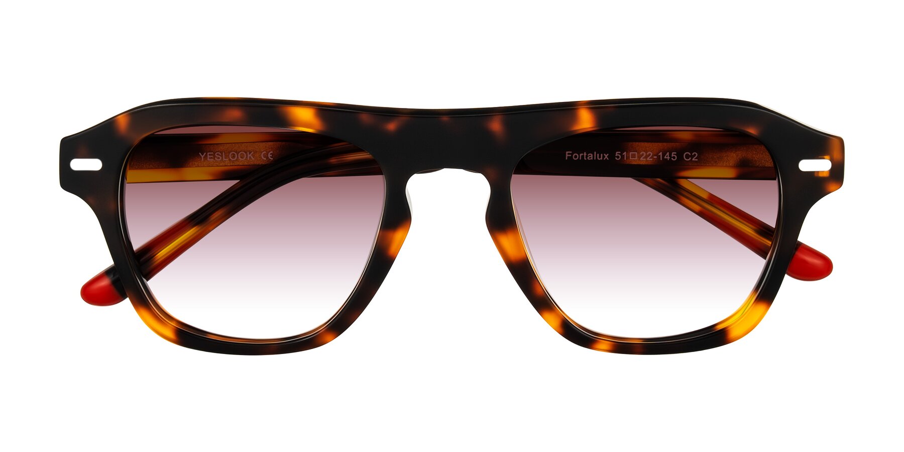 Folded Front of Fortalux in Tortoise with Garnet Gradient Lenses