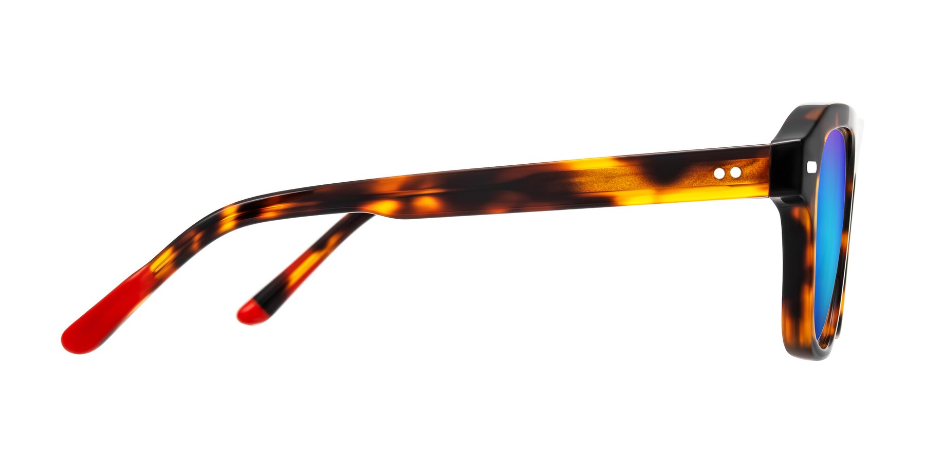Side of Fortalux in Tortoise with Blue Mirrored Lenses
