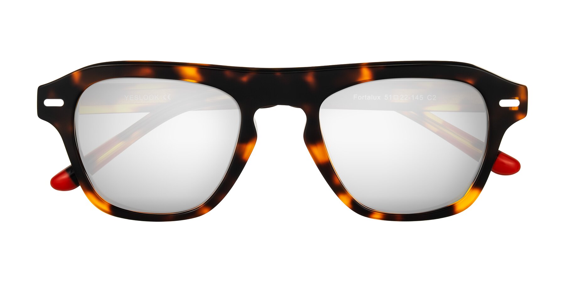 Folded Front of Fortalux in Tortoise with Silver Mirrored Lenses