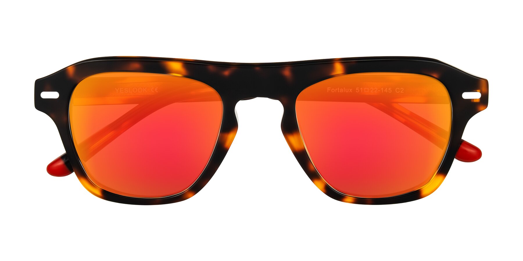 Folded Front of Fortalux in Tortoise with Red Gold Mirrored Lenses
