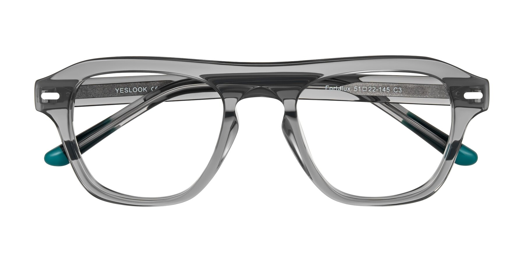 Folded Front of Fortalux in Gray with Clear Reading Eyeglass Lenses