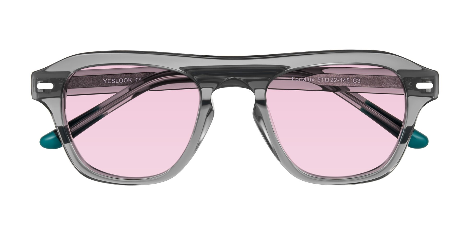 Folded Front of Fortalux in Gray with Light Pink Tinted Lenses