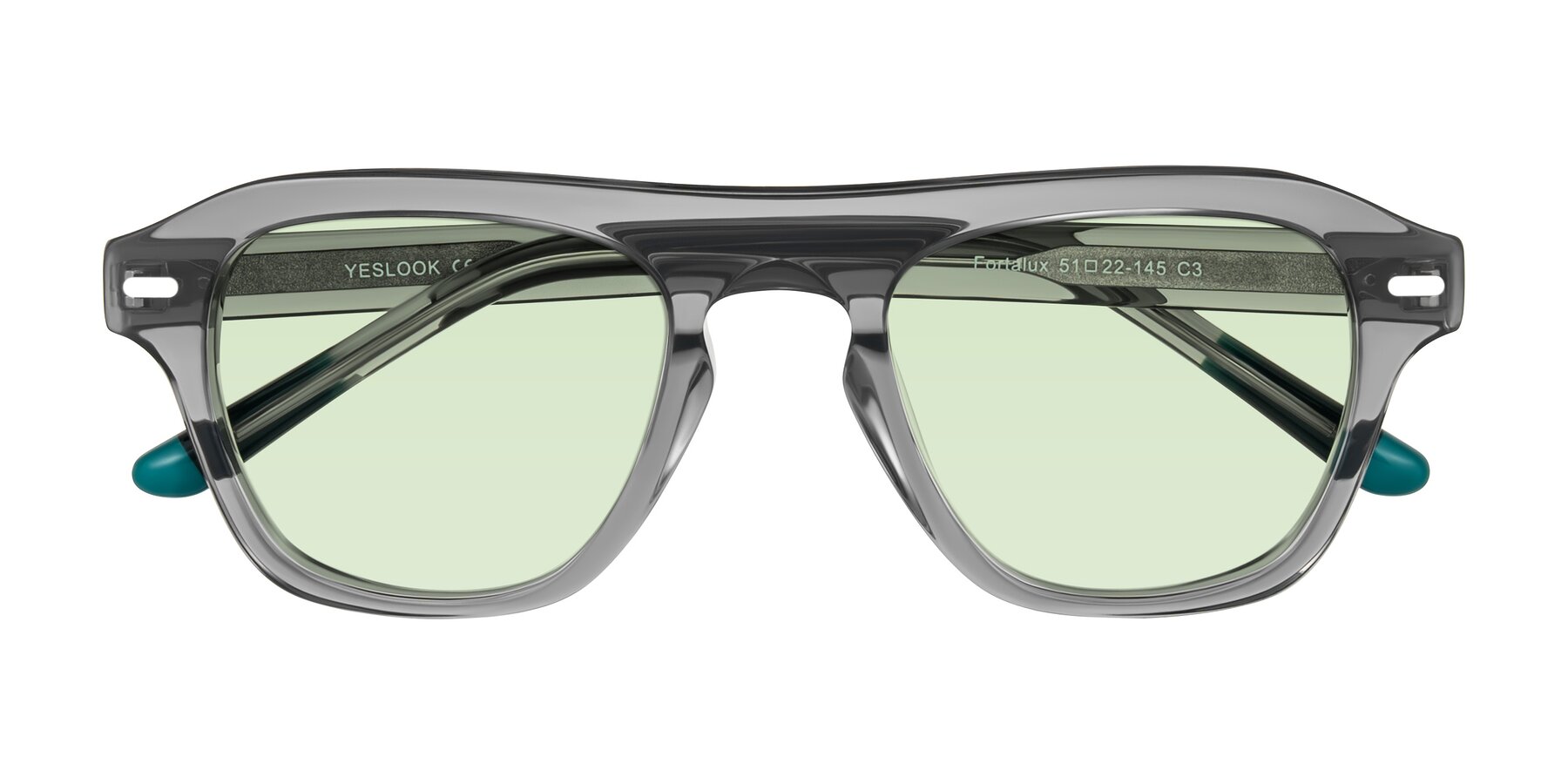 Folded Front of Fortalux in Gray with Light Green Tinted Lenses