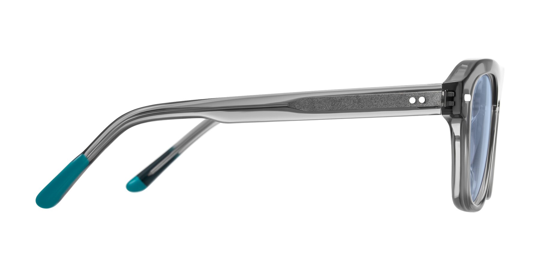 Side of Fortalux in Gray with Light Blue Tinted Lenses