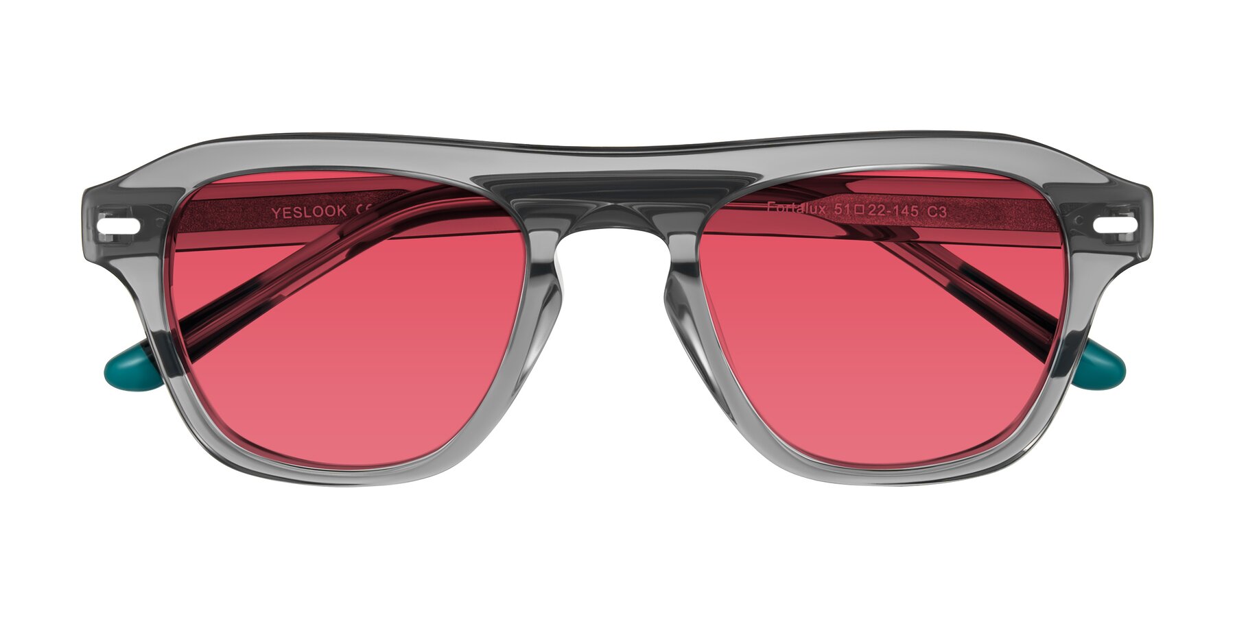 Folded Front of Fortalux in Gray with Red Tinted Lenses