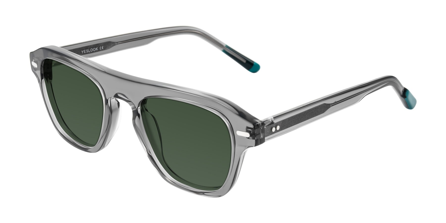Angle of Fortalux in Gray with Green Tinted Lenses