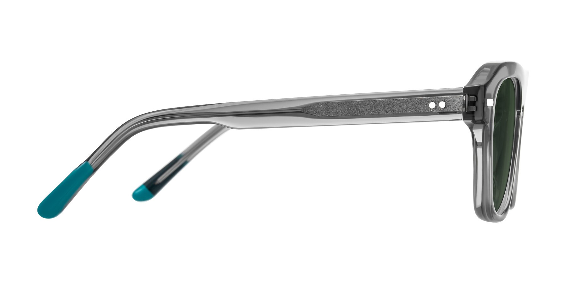 Side of Fortalux in Gray with Green Tinted Lenses