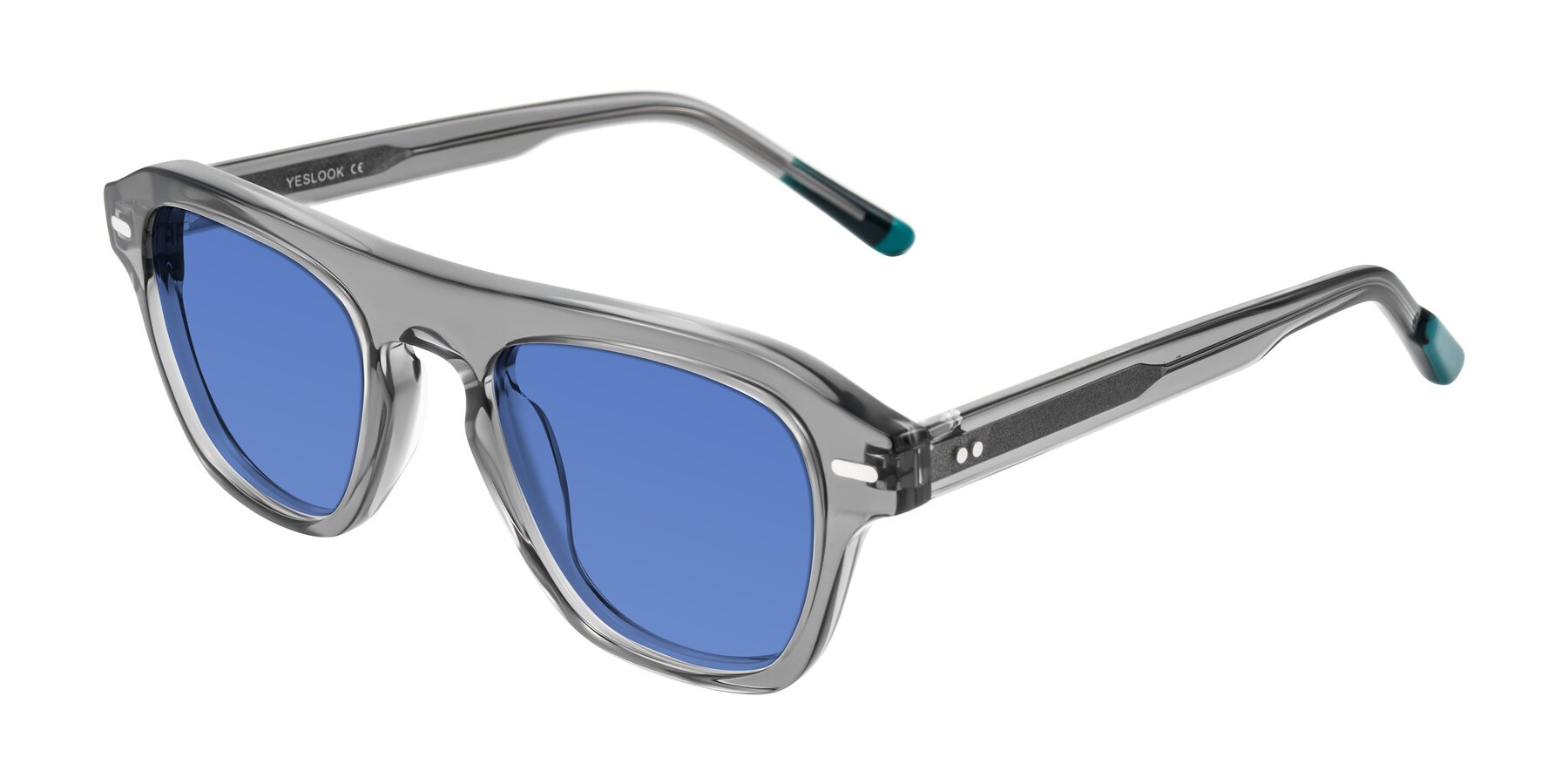 Angle of Fortalux in Gray with Blue Tinted Lenses