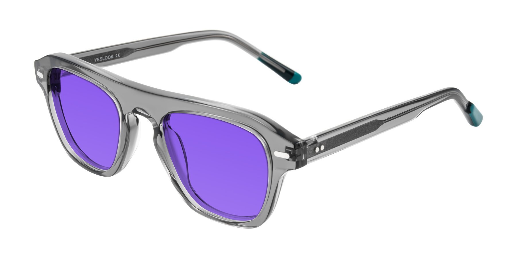Angle of Fortalux in Gray with Purple Tinted Lenses