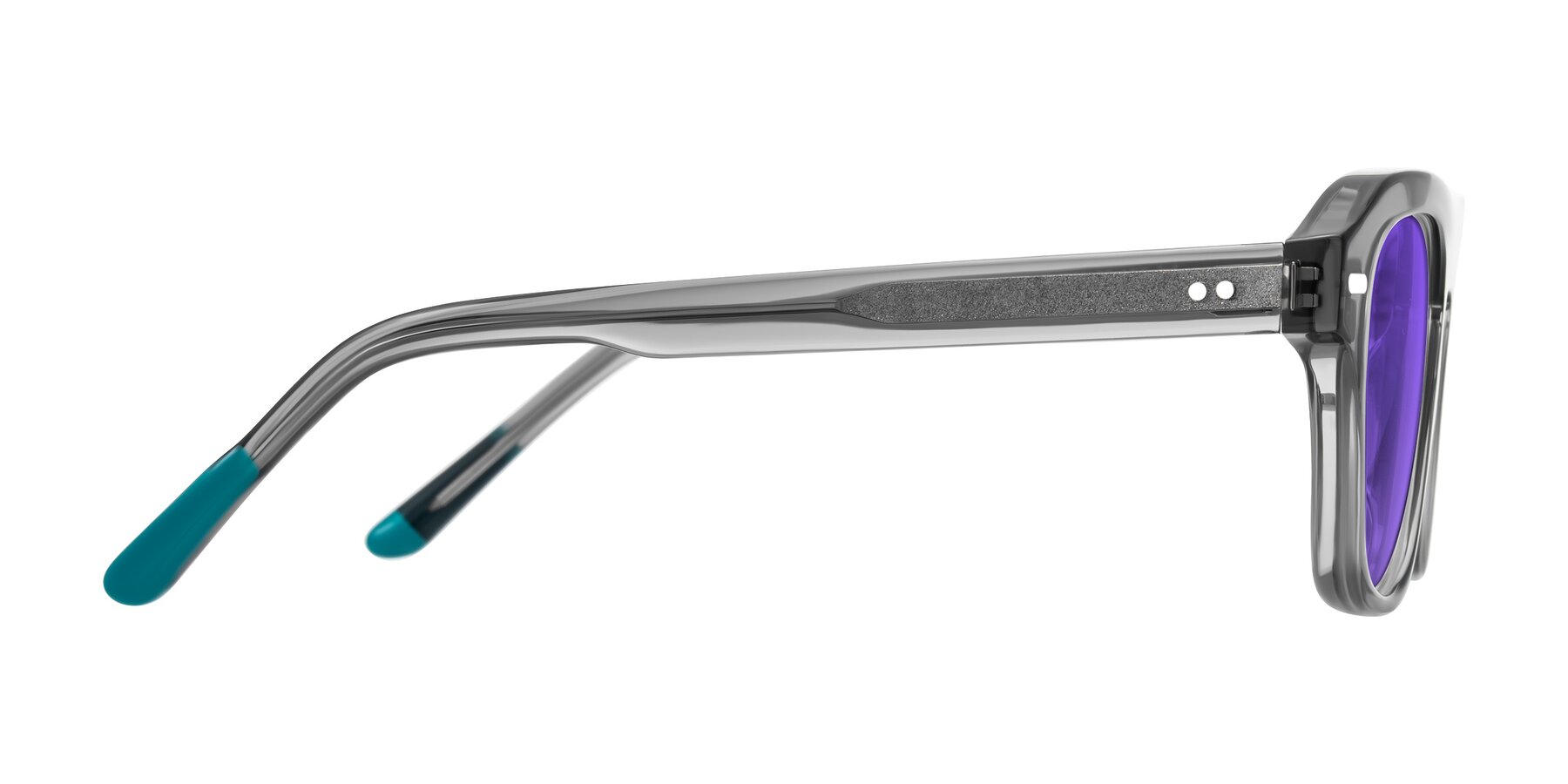 Side of Fortalux in Gray with Purple Tinted Lenses