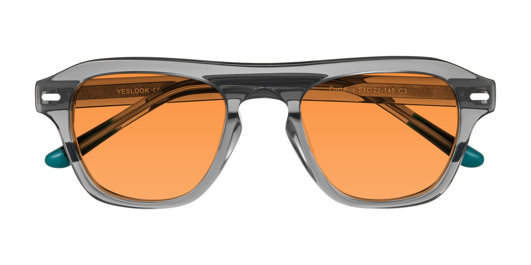 Folded Front of Fortalux in Gray with Orange Tinted Lenses