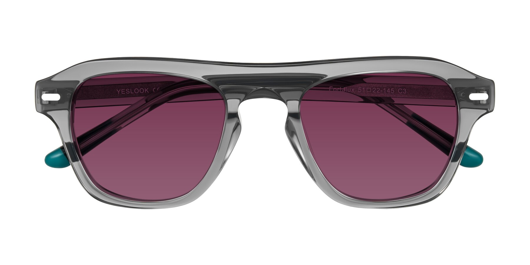 Folded Front of Fortalux in Gray with Wine Tinted Lenses