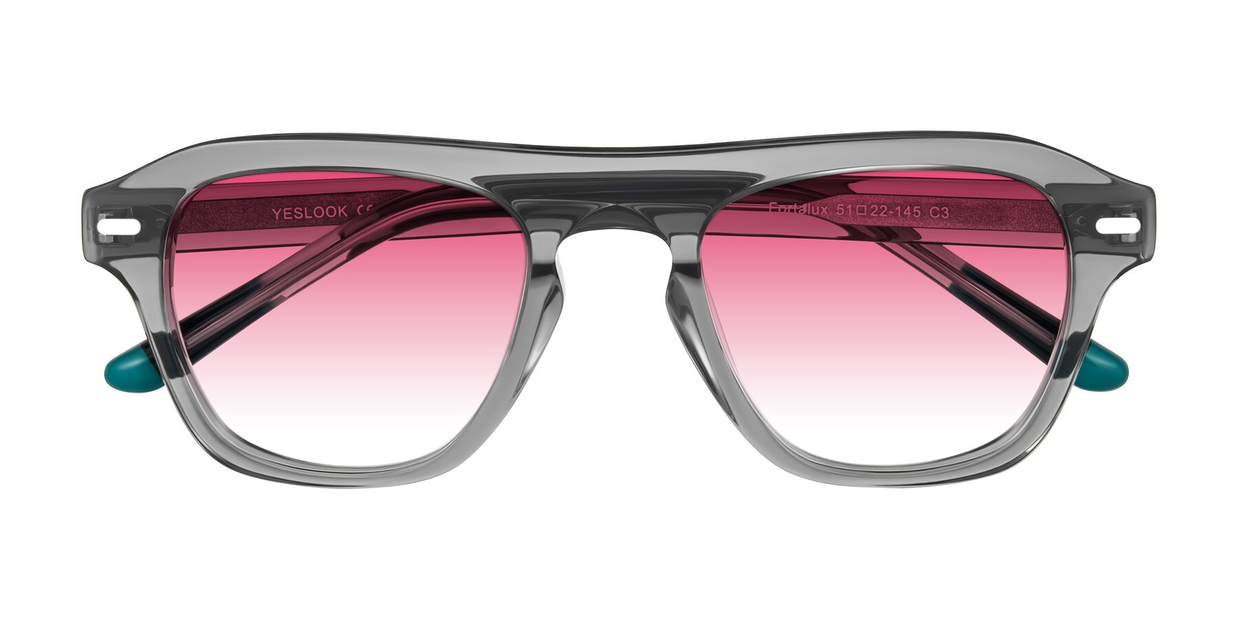 Folded Front of Fortalux in Gray with Pink Gradient Lenses