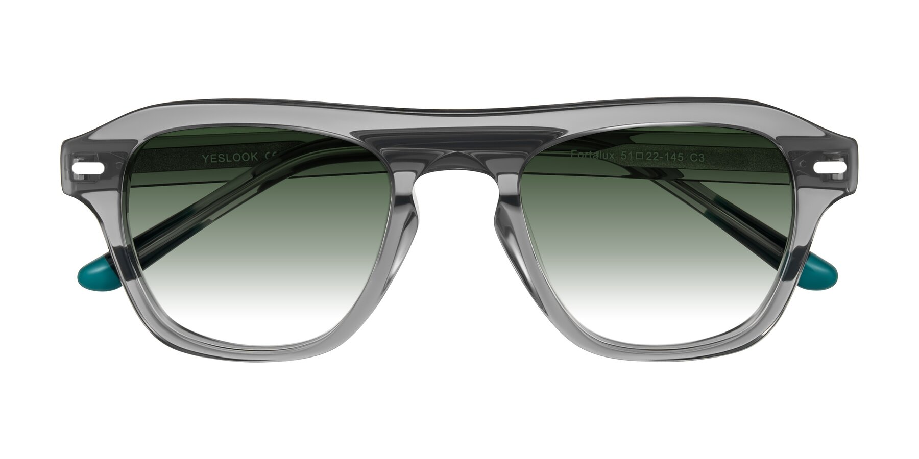 Folded Front of Fortalux in Gray with Green Gradient Lenses