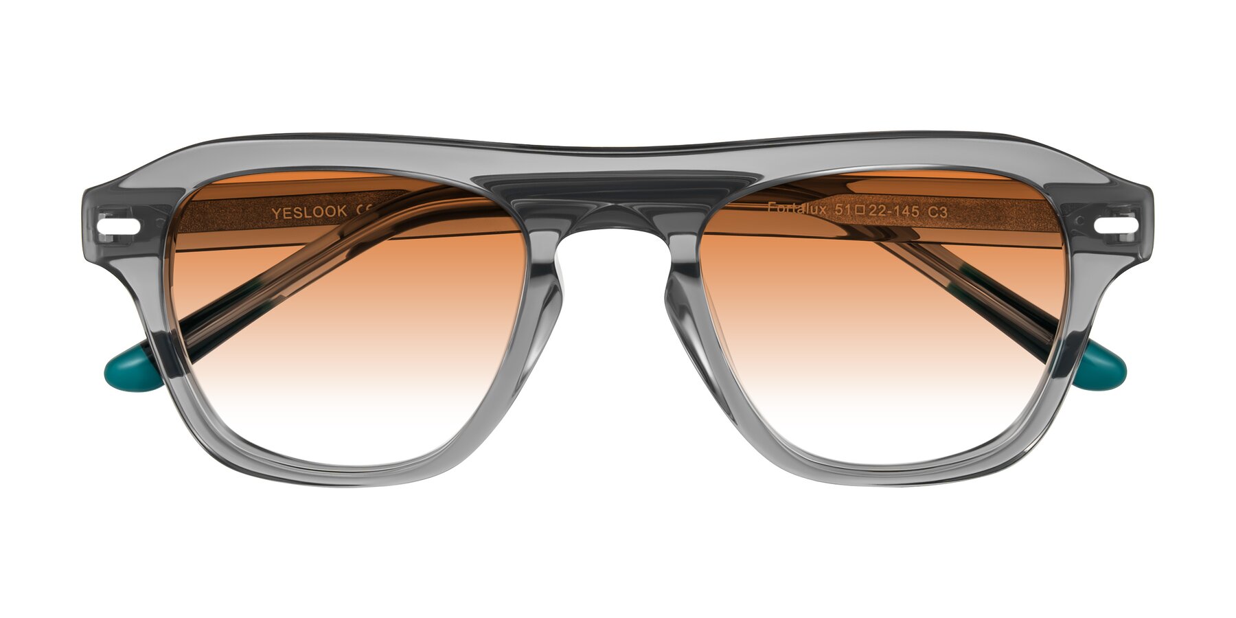 Folded Front of Fortalux in Gray with Orange Gradient Lenses