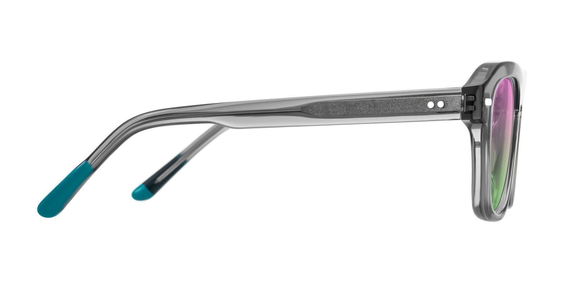 Side of Fortalux in Gray with Pink / Green Gradient Lenses