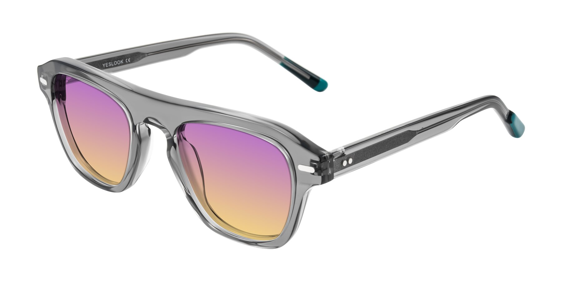 Angle of Fortalux in Gray with Purple / Yellow Gradient Lenses