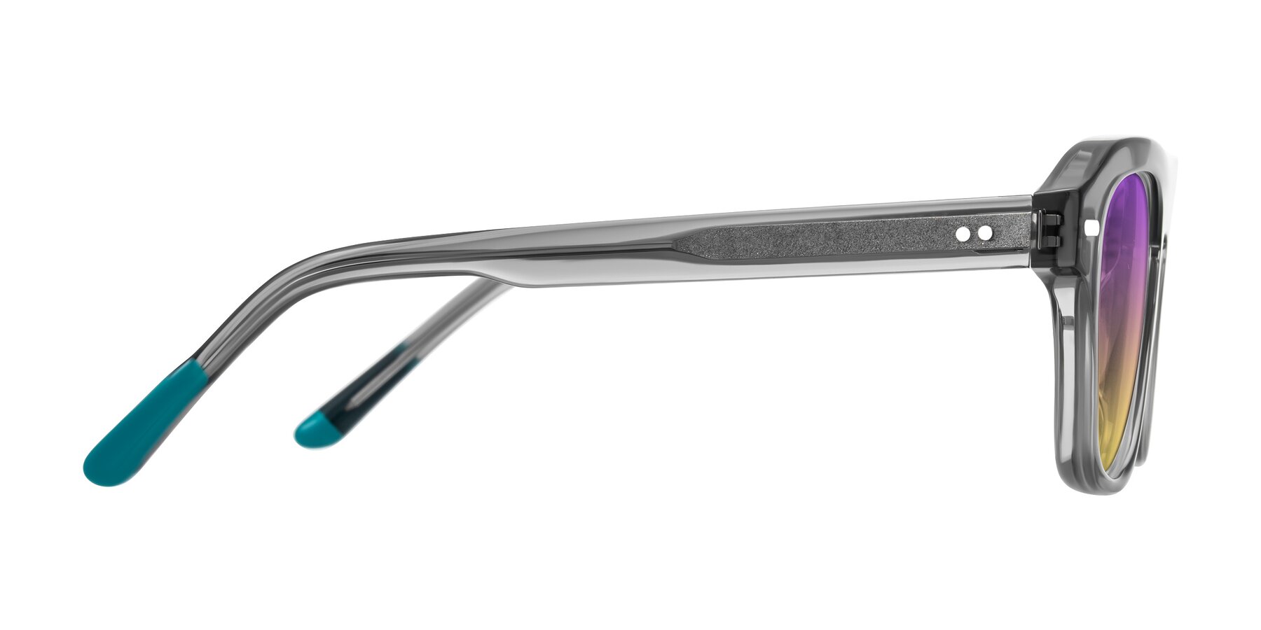 Side of Fortalux in Gray with Purple / Yellow Gradient Lenses