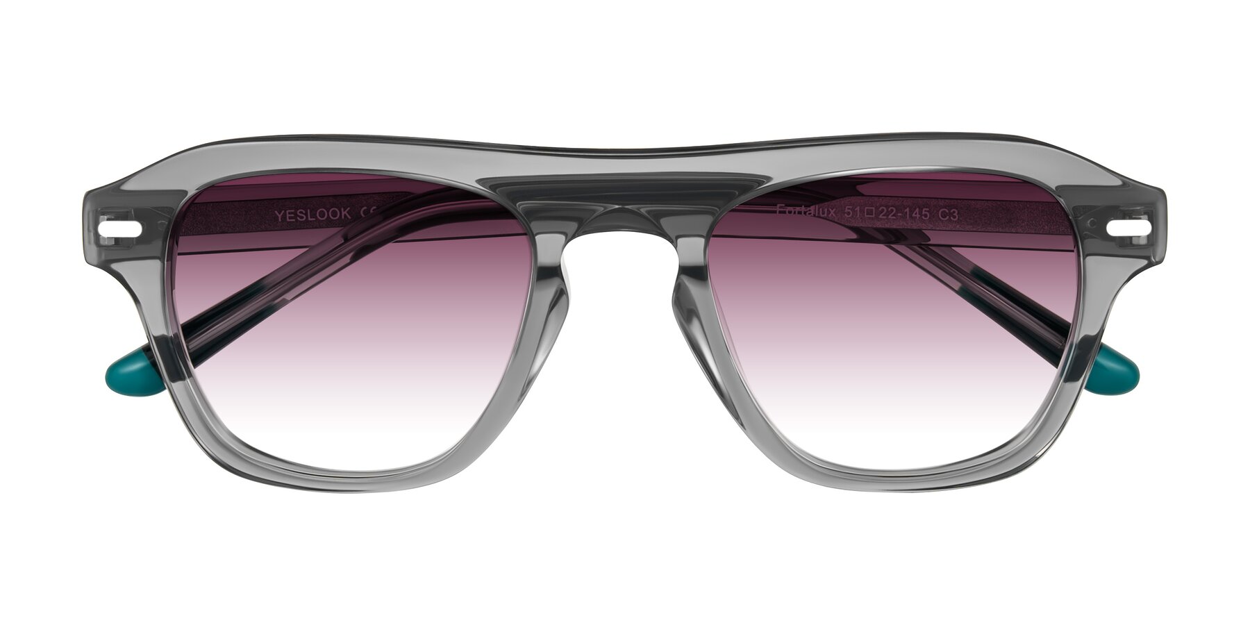 Folded Front of Fortalux in Gray with Wine Gradient Lenses