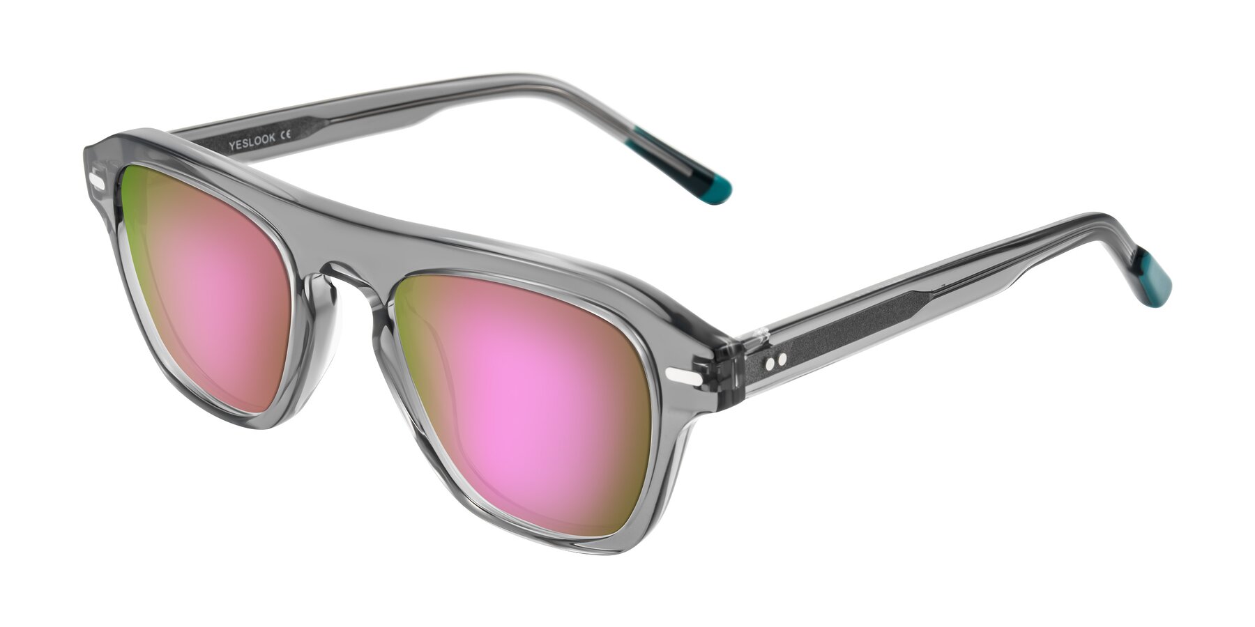 Angle of Fortalux in Gray with Pink Mirrored Lenses