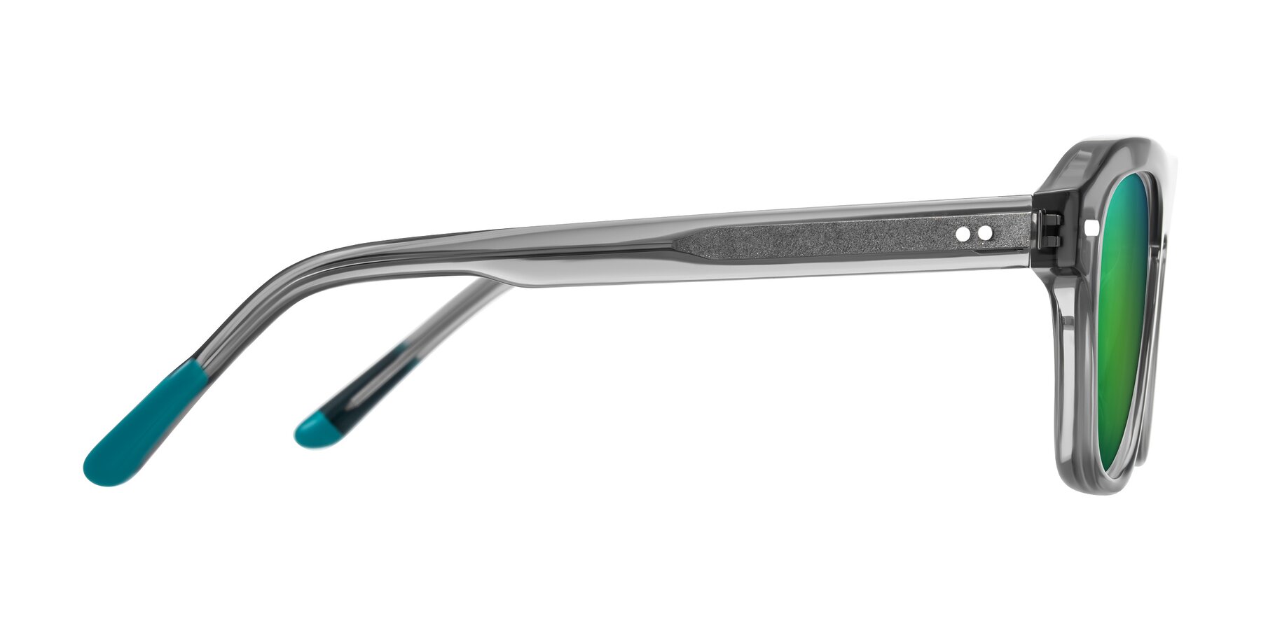 Side of Fortalux in Gray with Green Mirrored Lenses