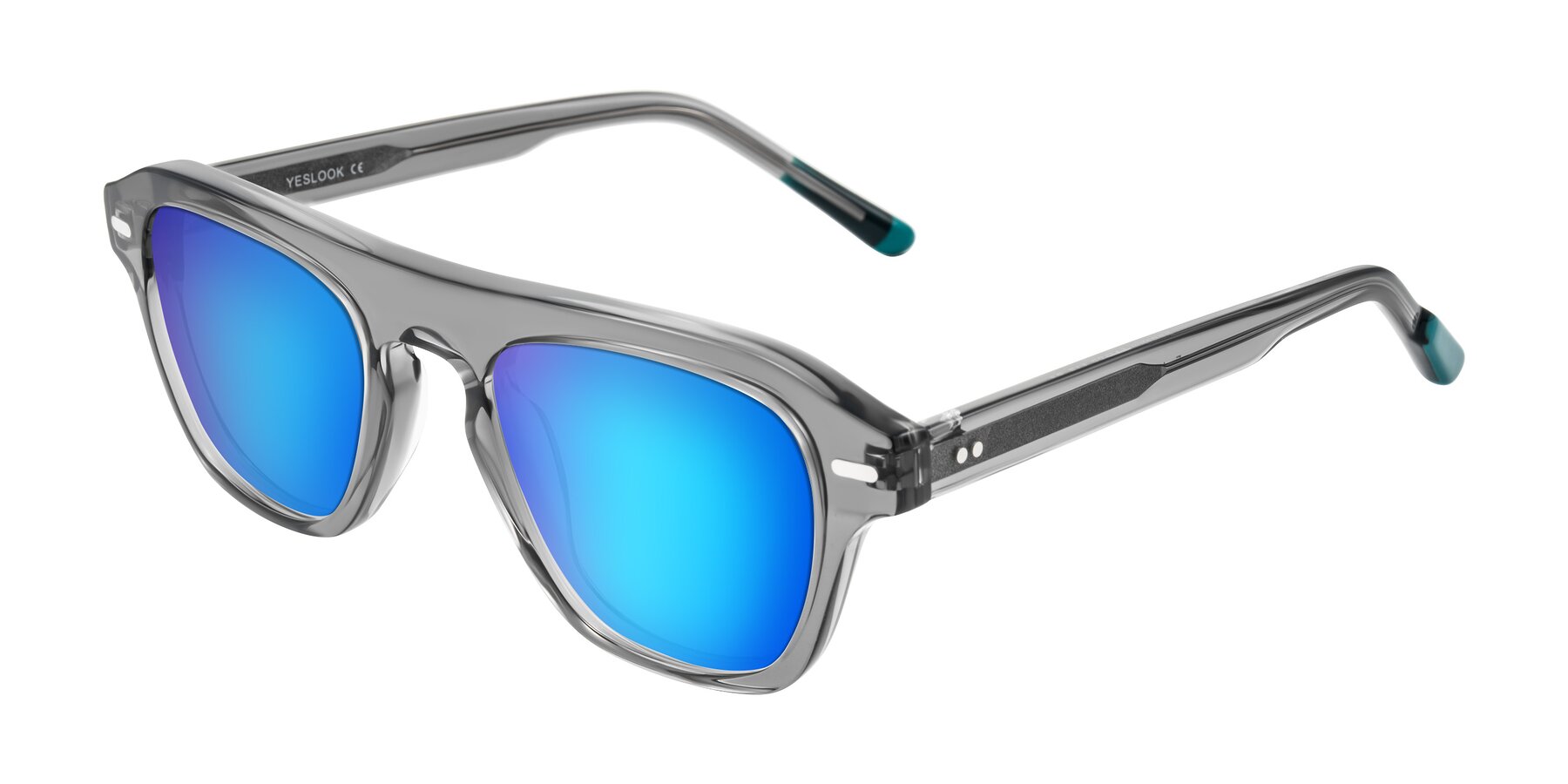 Angle of Fortalux in Gray with Blue Mirrored Lenses