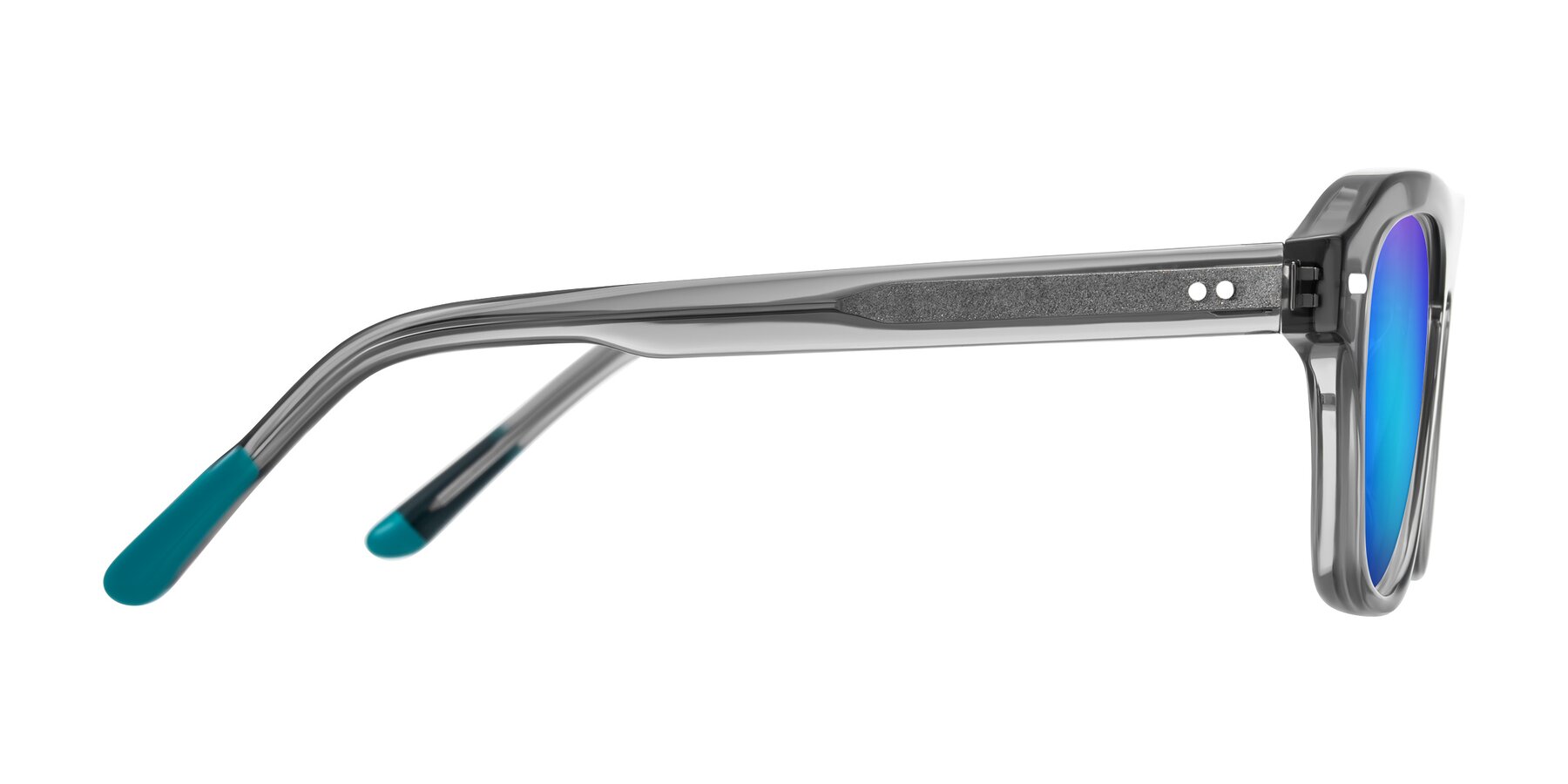 Side of Fortalux in Gray with Blue Mirrored Lenses