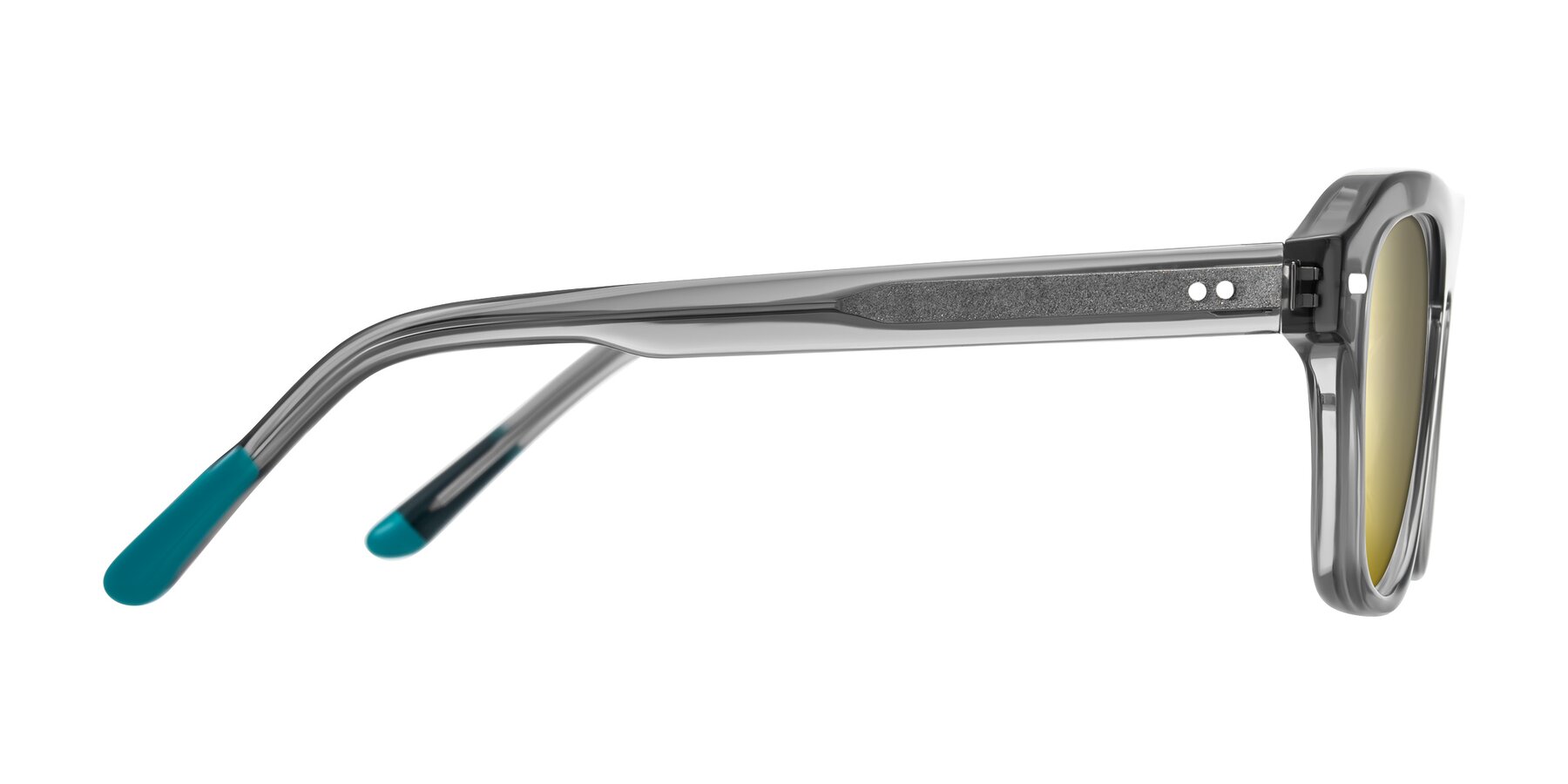 Side of Fortalux in Gray with Gold Mirrored Lenses