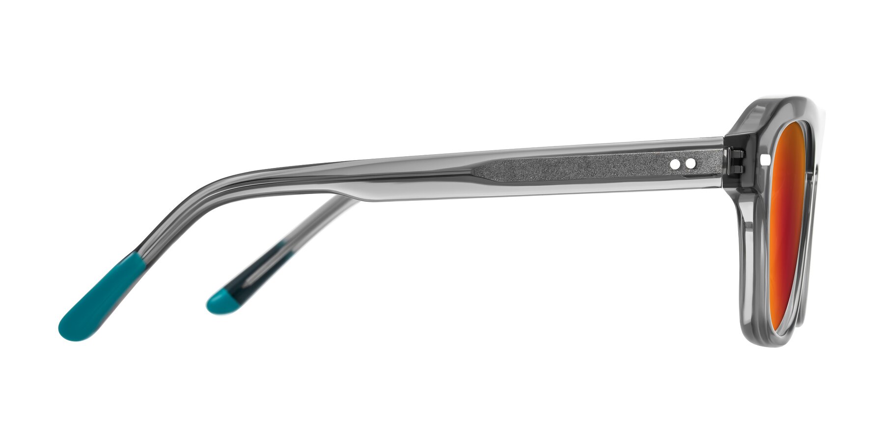 Side of Fortalux in Gray with Red Gold Mirrored Lenses
