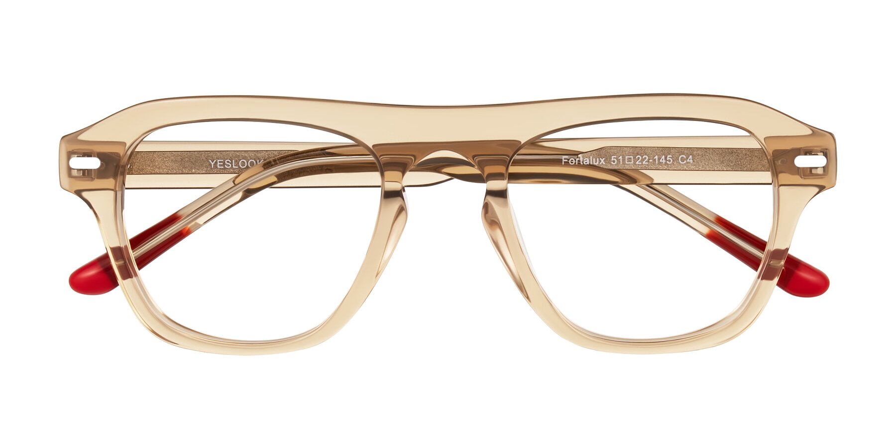Folded Front of Fortalux in Amber with Clear Eyeglass Lenses