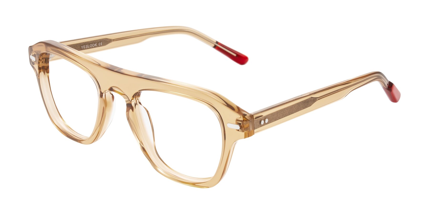 Angle of Fortalux in Amber with Clear Eyeglass Lenses