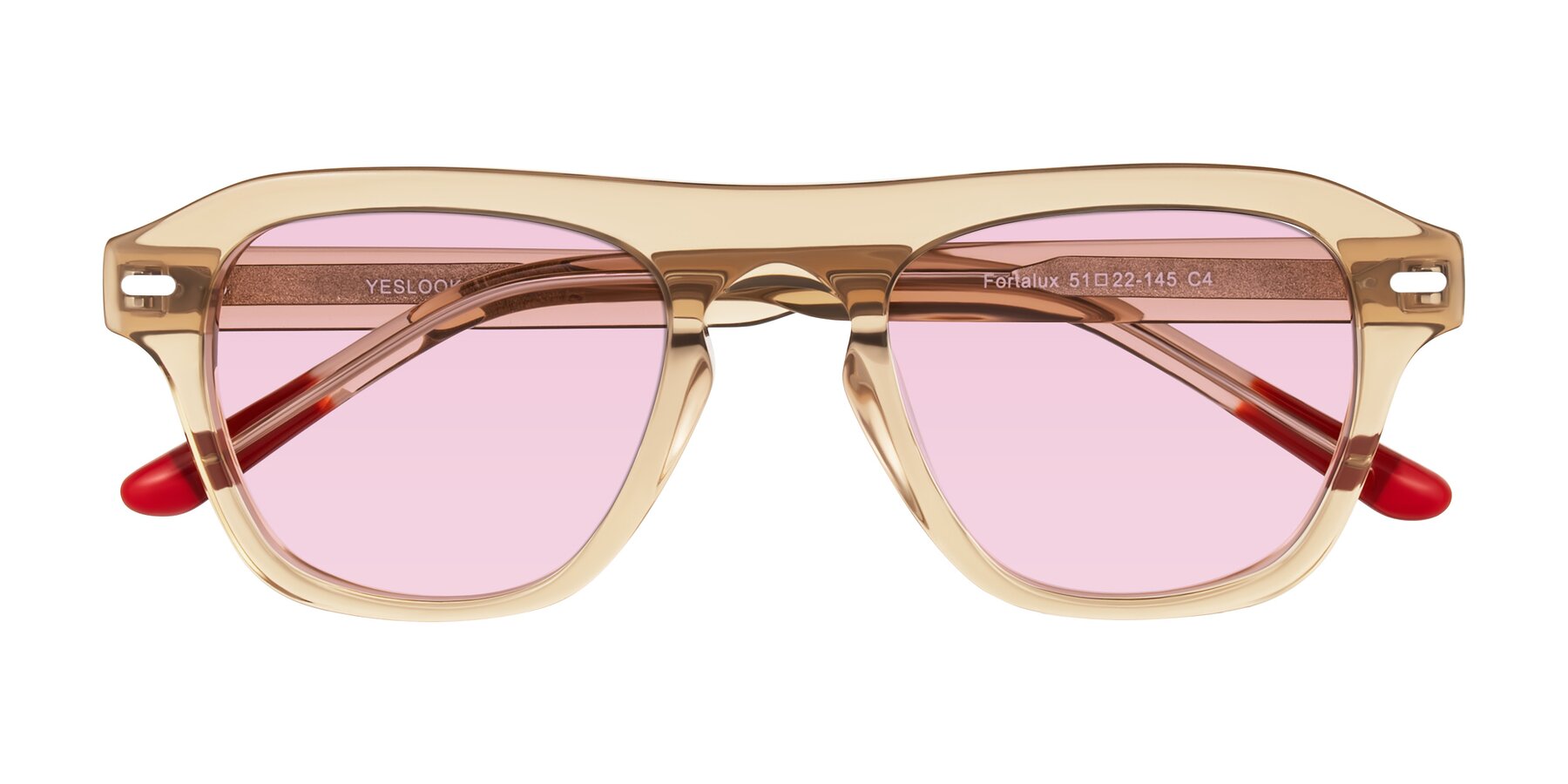 Folded Front of Fortalux in Amber with Light Pink Tinted Lenses