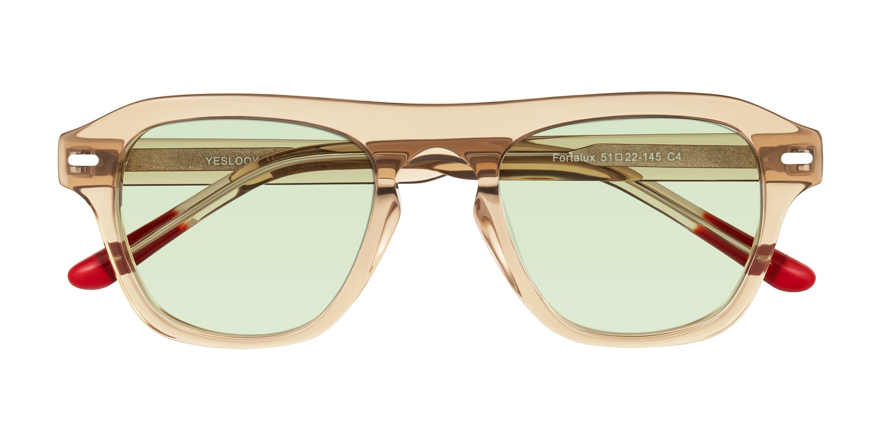 Folded Front of Fortalux in Amber with Light Green Tinted Lenses